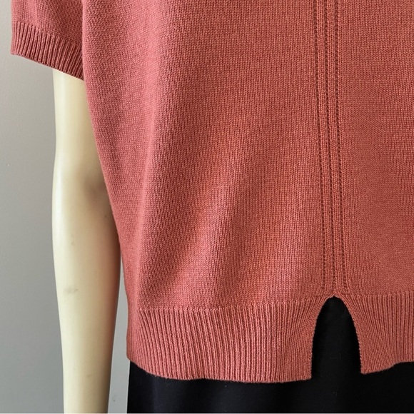 Peserico Tricot Women’s Short Sleeve Wool Silk Cashmere Sweater Blouse Top L - Picture 5 of 16